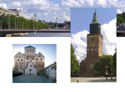 the Aura river, the Castle and the Cathedral of Turku 